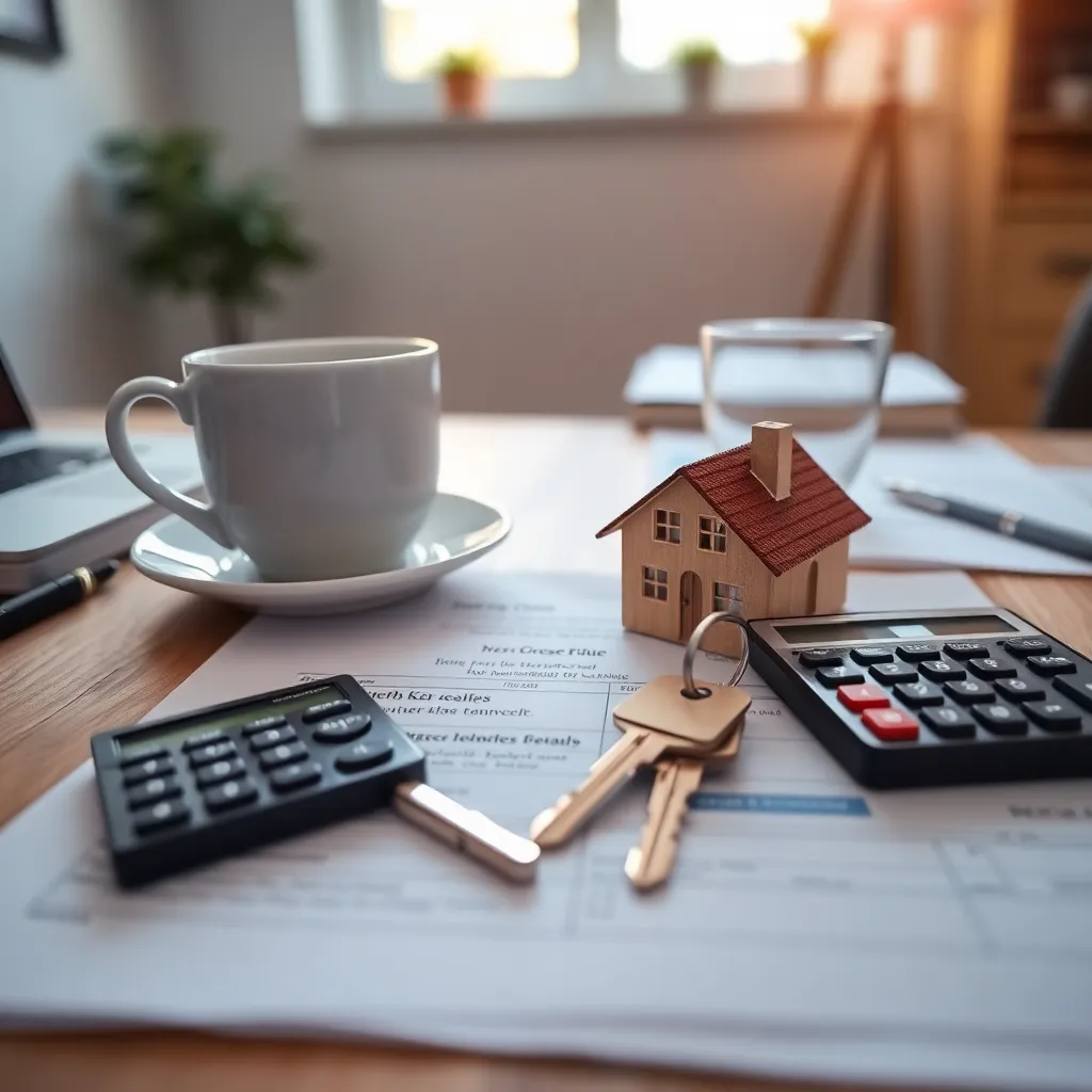 Sleutels van nieuw huis met hypotheekdocumenten